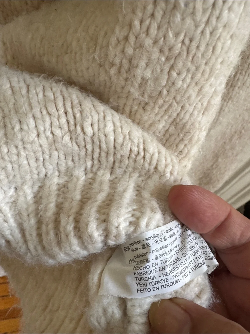 Zara Fair Isle Crewneck Sweater in Cream and Rose